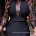 Irregular Black Deep V Neck Plus Size Sexy Bodycon Lace Patchwork Spring African Women Fashion Evening Party Clubwear Dresses